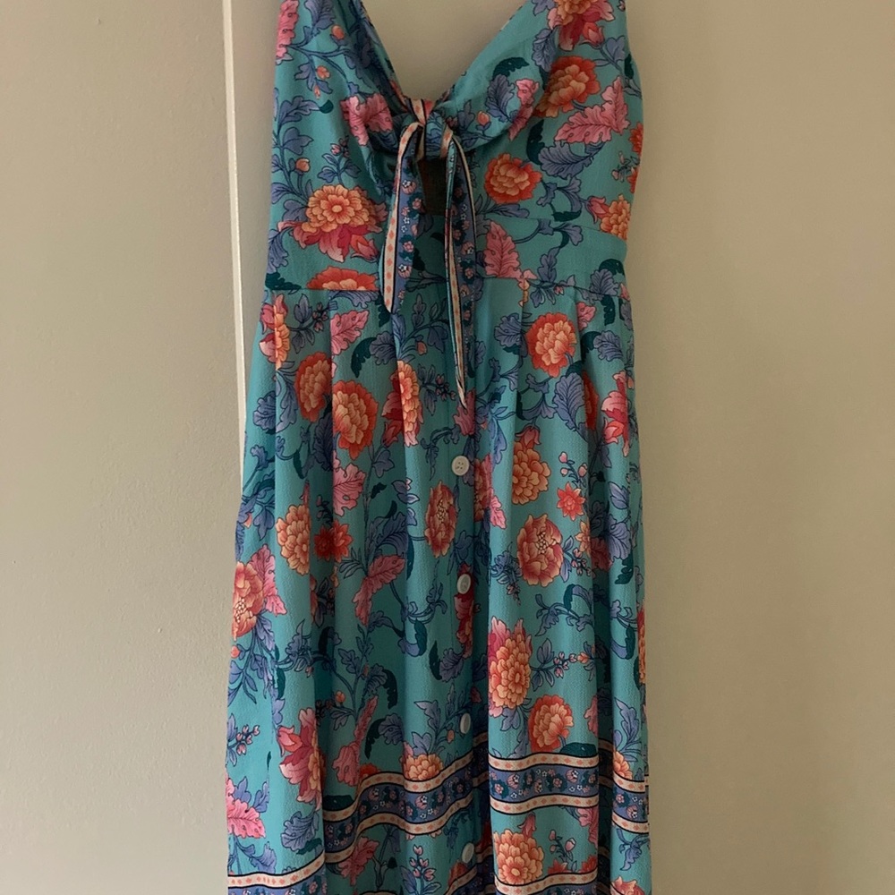 Patterned sun dress with front tie